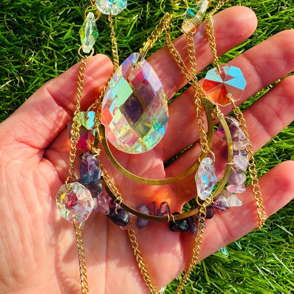 Stunning Sparkly Rainbow Fluorite Crystal Suncatcher - Picture 2 of 9